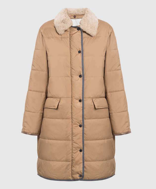 Brunello Cucinelli Brown quilted jacket with monil chain MH5049789P buy with European