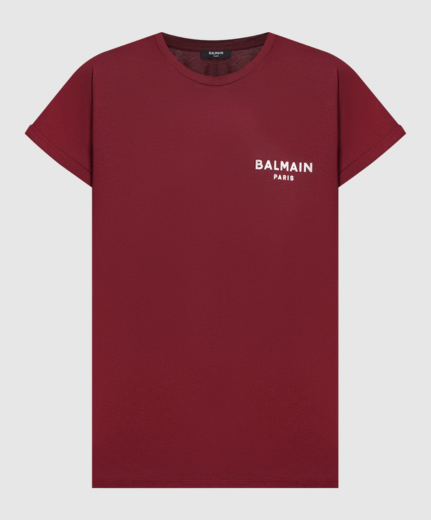 Balmain Burgundy t-shirt with logo BF1EF010BB01