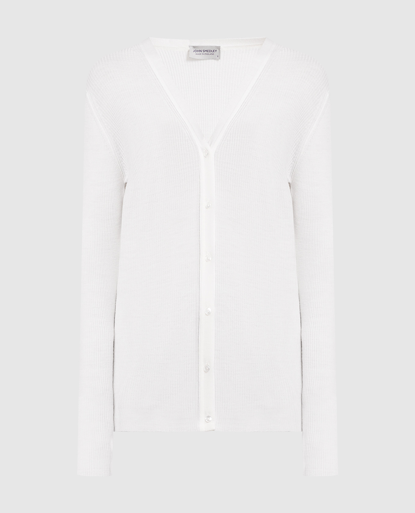 White Lasca cardigan in ribbed wool