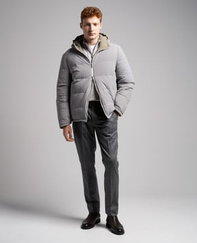 Brunello Cucinelli Сірий двосторонній пуховик MM4031944