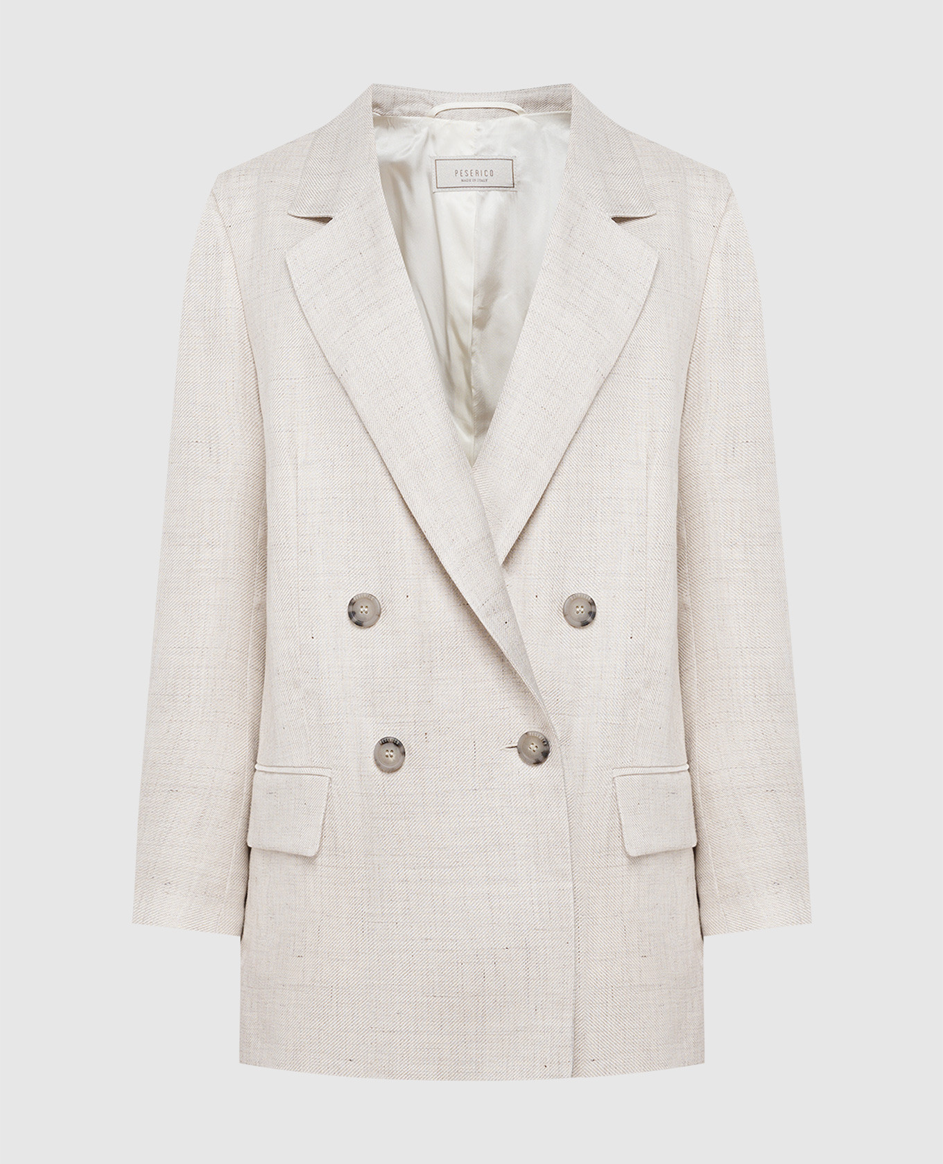 Beige double-breasted jacket with linen