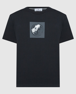 Stone Island Черная футболка с принтом логотипа Stamp One 80152NS83