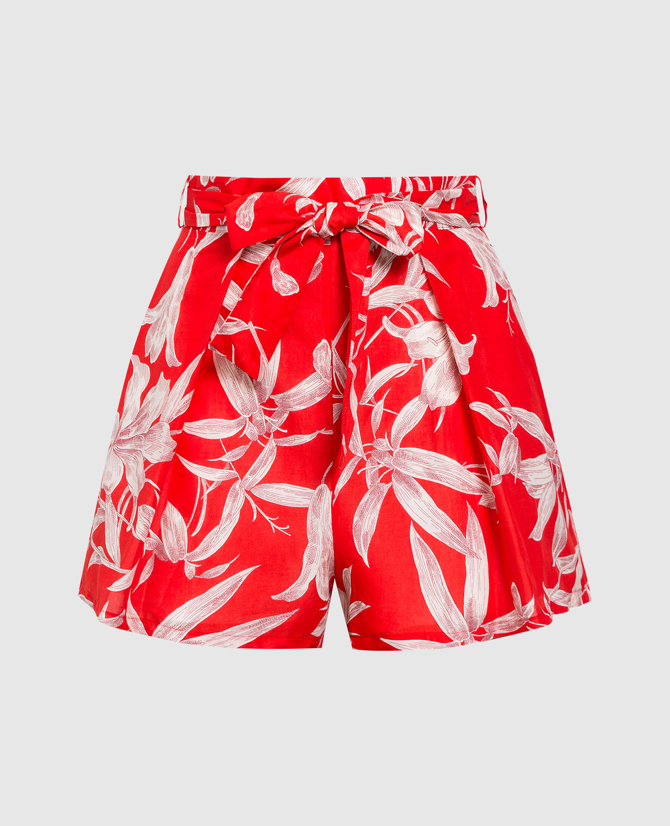 Red shorts in floral print