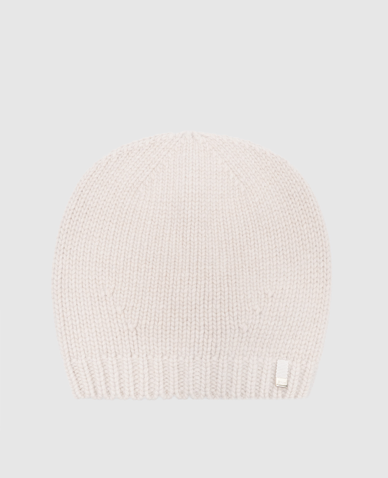 Beige wool and cashmere beanie with logo