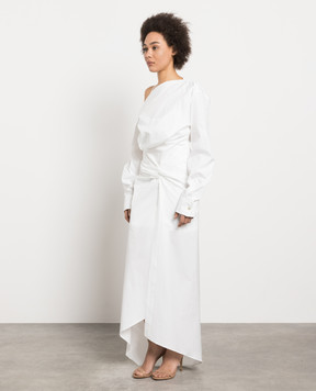 Off-White Белое платье-рубашка асимметричного кроя OWDB466S23FAB001