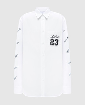 Off-White Белая рубашка с вышивкой 23 Logo OMGE004S24FAB002