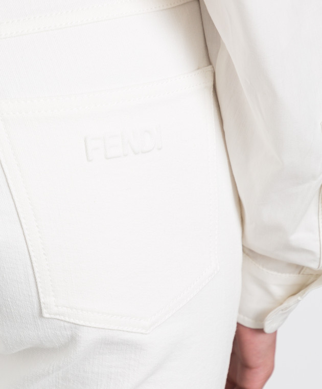 Fendi Білі джинси з тисненням логотипу FLP585AJXP зображення 5