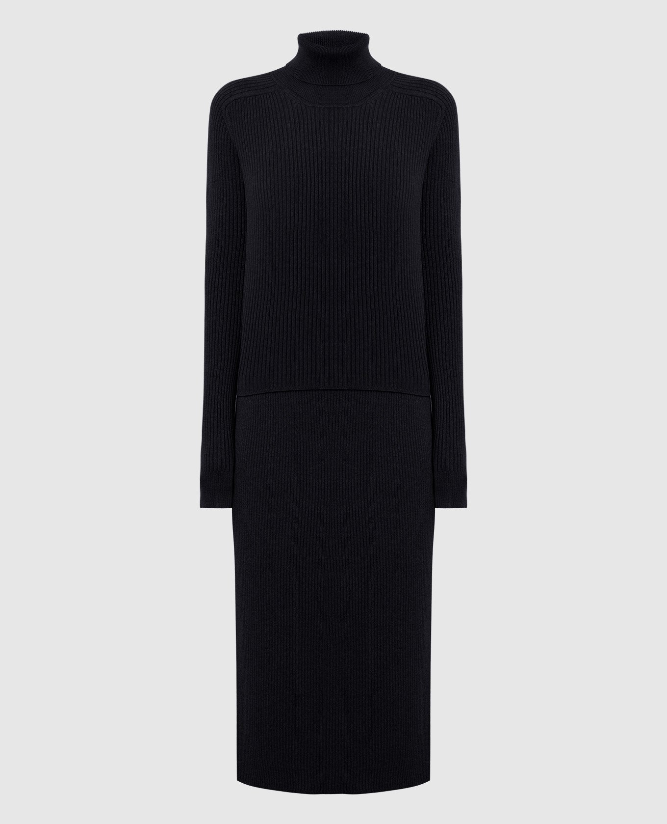 Black cashmere sweater and skirt suit