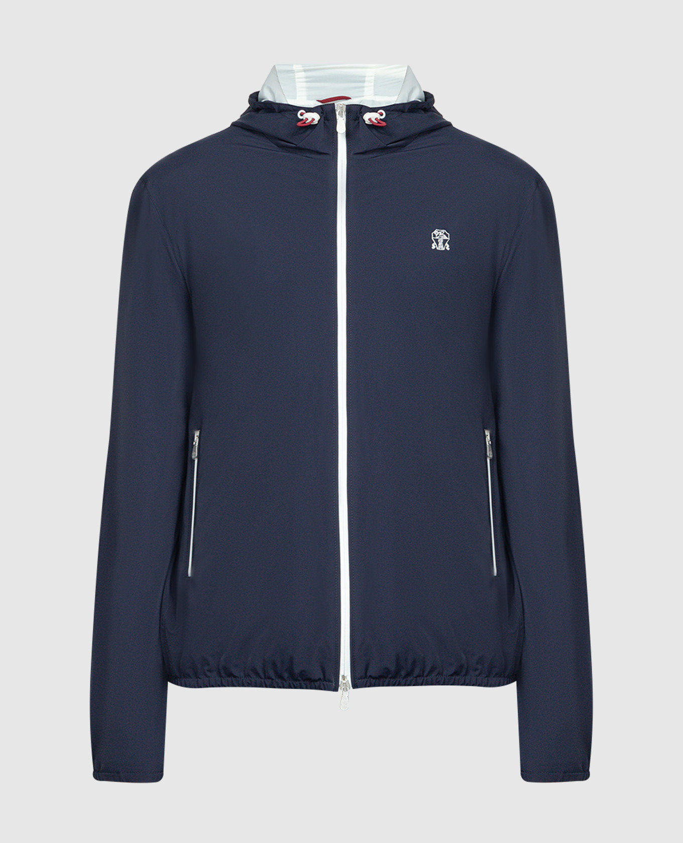 Blue windbreaker with logo embroidery