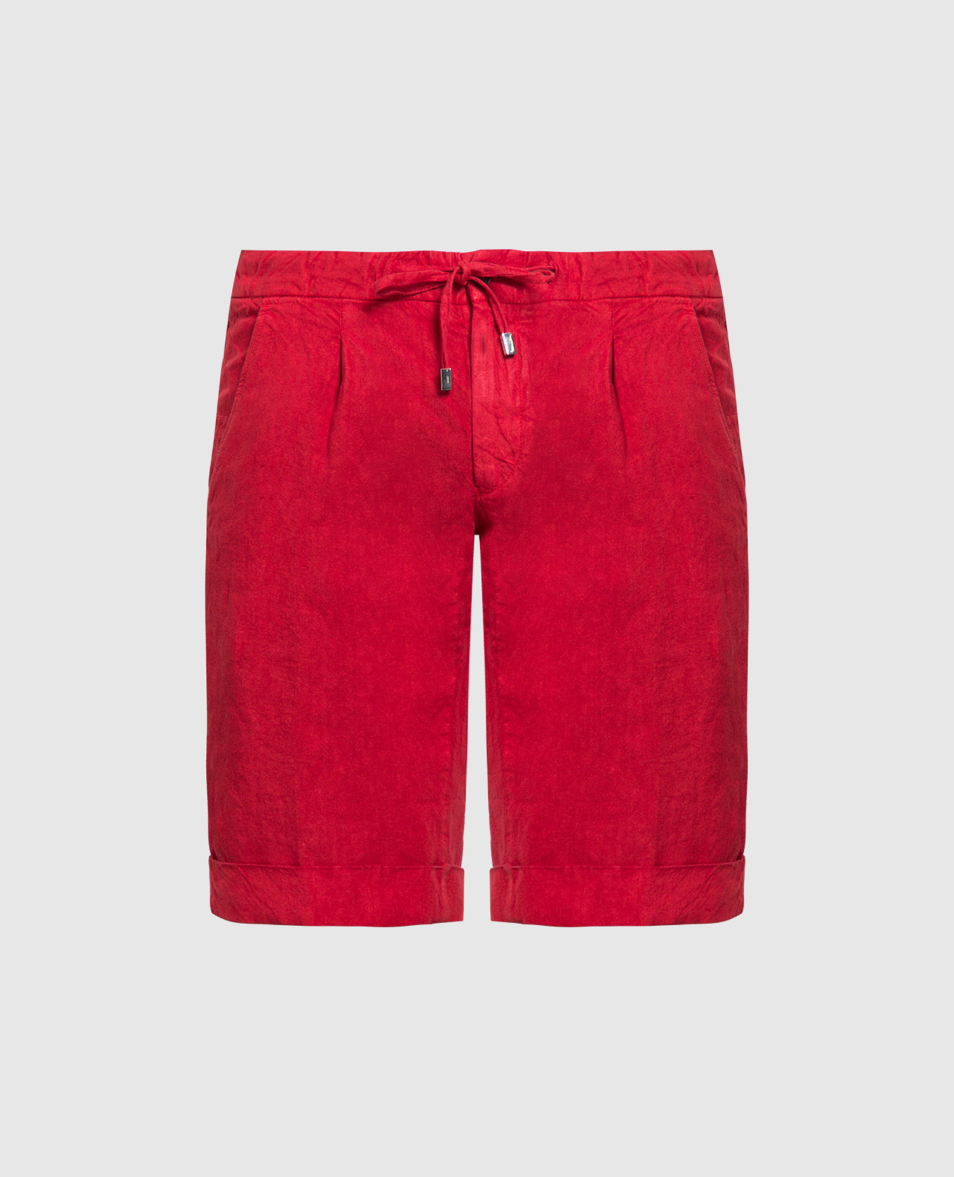 Красные льняные шорты