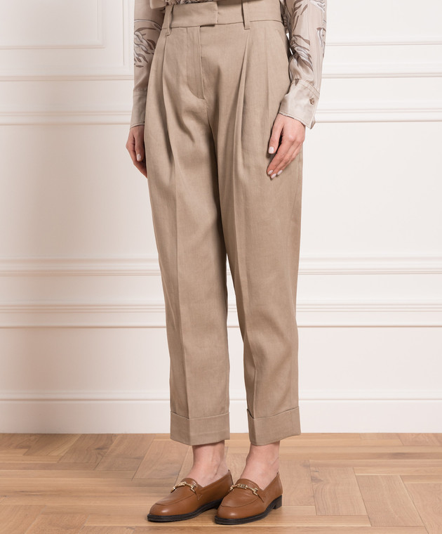 Brunello Cucinelli Brown pants with monil chain MF591P8254 изображение 3