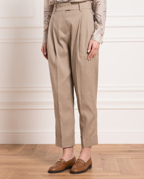 Brunello Cucinelli Коричневі штани з ланцюжком моніль MF591P8254