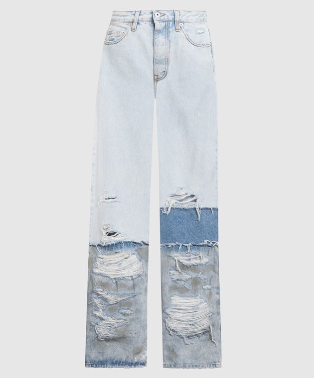 Heron Preston Blue flared jeans with slits HWYA018S23DEN002