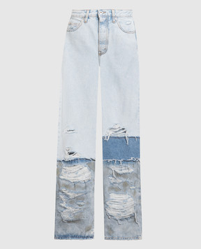 Heron Preston Блакитні джинси кльош з проріхами HWYA018S23DEN002
