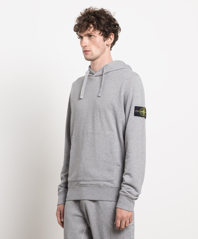 Stone Island Gray hoodie with logo patch 101564151 image 3