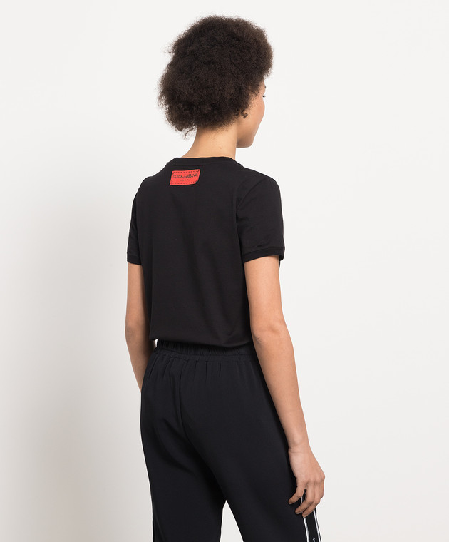 Dolce&Gabbana Черная футболка с принтом F8H32ZHH7LU1 изображение 4