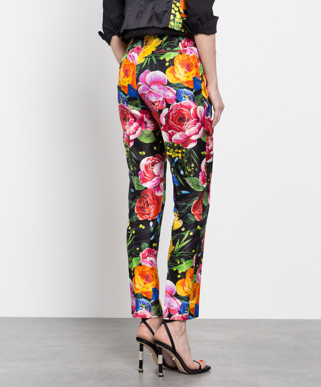 Dolce&Gabbana Шовкові штани з принтом Букет FTAM2TIS1K0 зображення 4