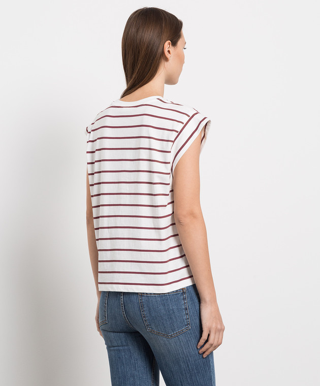 Twinset White striped top with Oval T logo print 222TP213B изображение 4