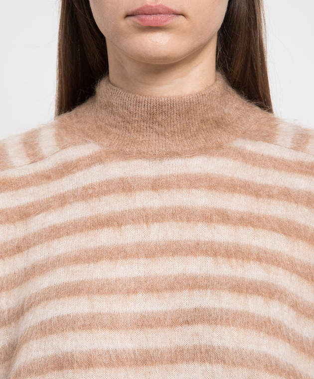 Brunello Cucinelli Brown striped sweater with monil chain MBP154314P image 5