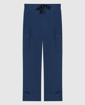 Dolce&Gabbana Синие брюки карго из льна с патчем логотипа. GP02ATFU4LG