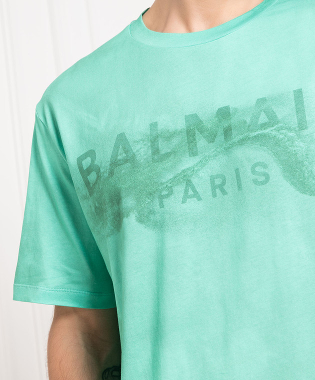 Balmain Green t-shirt with logo print AH1EG010GC61 изображение 5
