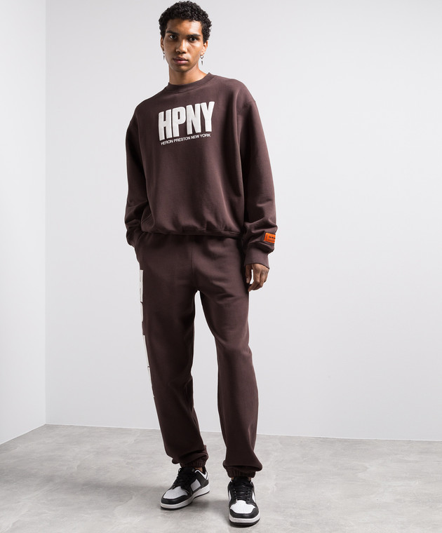 Heron Preston Коричневый свитшот с принтом логотипа HPNY HMBA020F23JER001 изображение 2