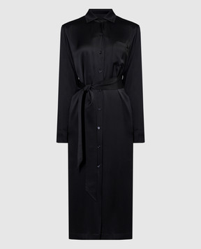 Loro Piana Черное платье-рубашка Abito Karel из шелка FAN7455