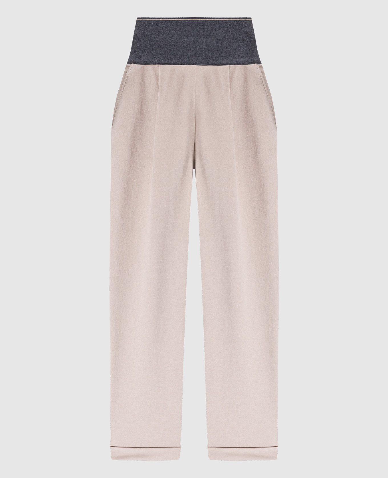 Beige trousers with a high fit