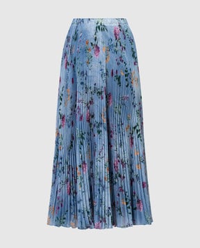Ermanno Scervino Голубая юбка-плиссе в цветочный принт D442O309VYA
