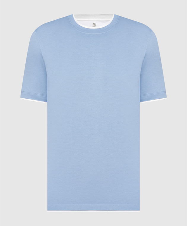 Brunello Cucinelli Блакитна футболка з ефектом накладання шарів M0T617427
