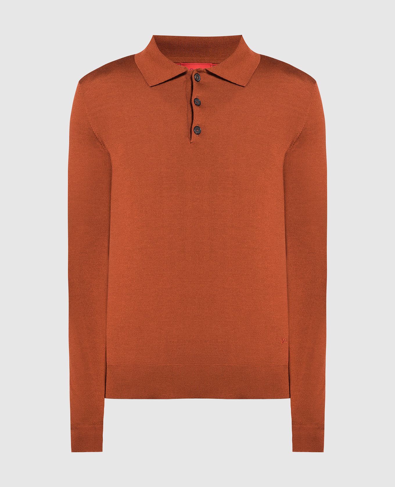 Brown wool, silk and cashmere polo shirt