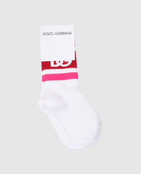Dolce&Gabbana Дитячі білі шкарпетки з візерунком логотипа LBKAC5JBCAC