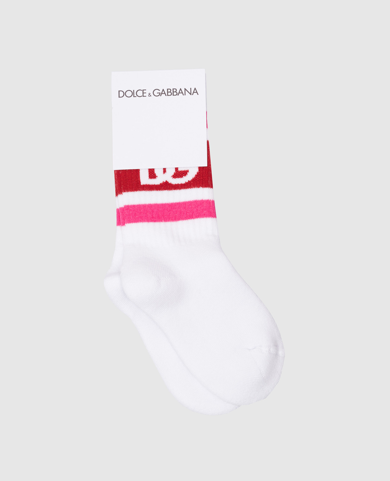 Children's white socks with a logo pattern