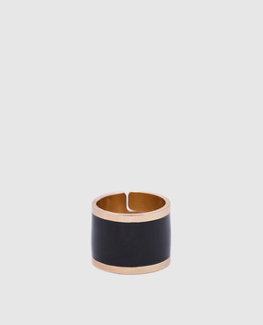 Francesca Bianchi Design Черное кольцо с покрытием 24-каратным золотом. 6E