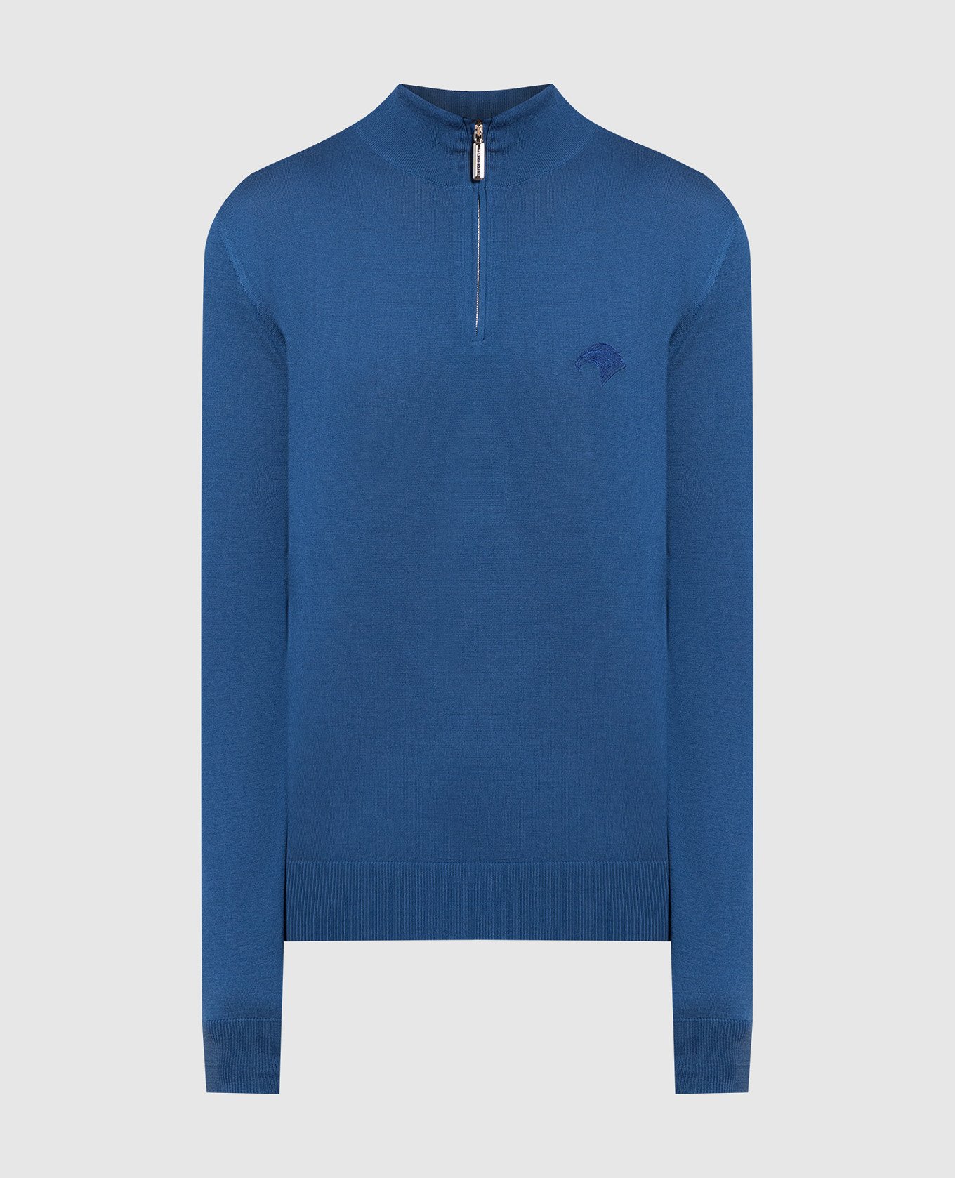 

Синий джемпер из шерсти с вышивкой логотипа, Джемпера