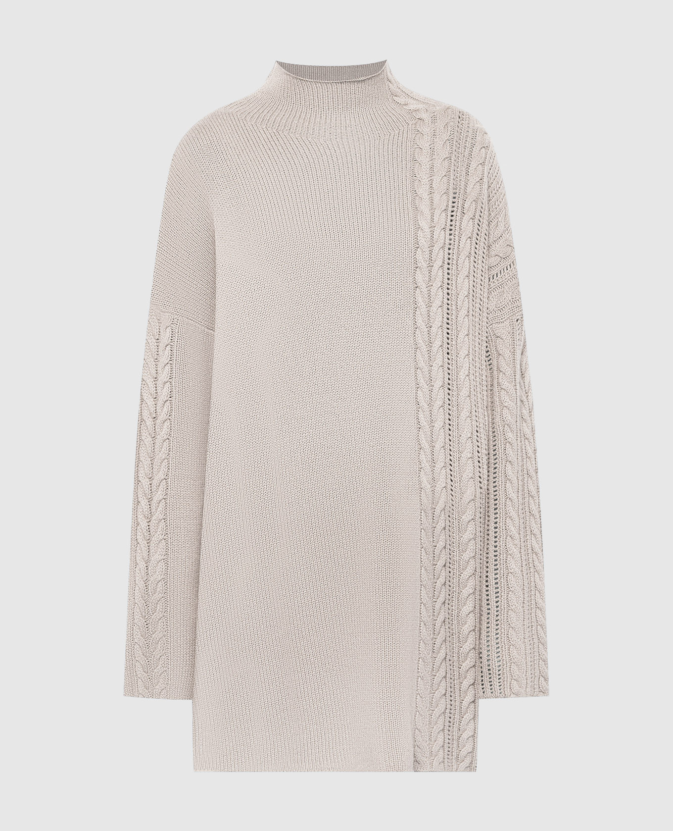 Beige cashmere sweater with a textured pattern