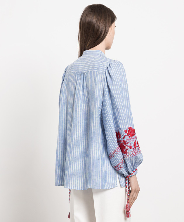 Max Mara Weekend - Blue striped linen blouse with embroidery LEGNO buy ...
