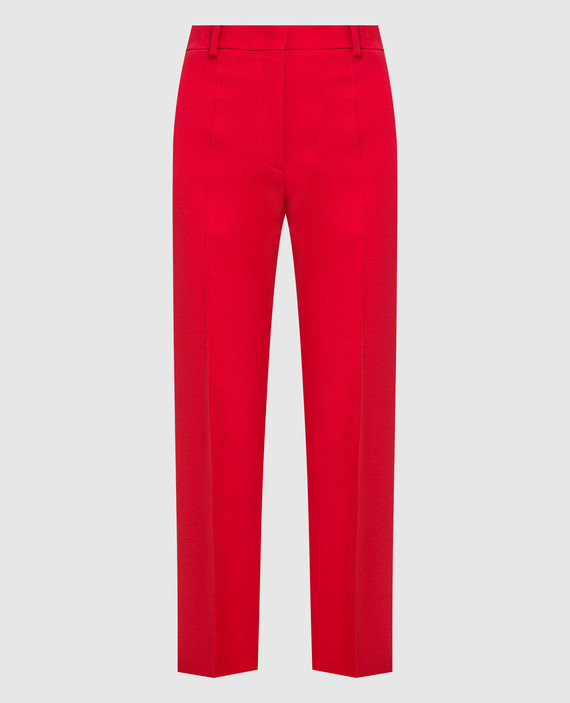 Red wool and silk loose-fit trousers