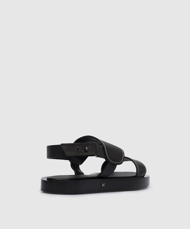 Max Mara Black leather sandals with embossed logo DIANA image 3
