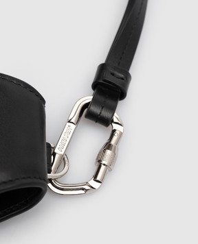 AMBUSH Чорний шкіряний чохол для Airpods з логотипом BMNJ002S23LEA001
