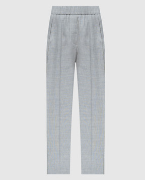 Peserico Сірі меланжеві штани з вовни та льону з ланцюжком моніль P0457205814