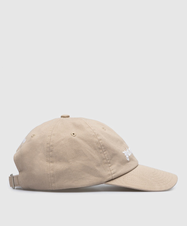 Palm Angels Бежевая кепка с вышивкой логотипа PMLB003C99FAB001 изображение 3