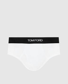 Tom Ford Белые трусы-брифы с контрастным логотипом T4LC11040