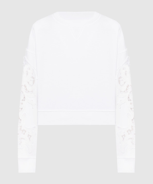 Ermanno Scervino White sweatshirt with openwork embroidery D425L723RFVV
