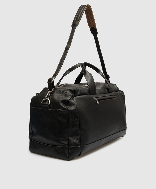 Brunello Cucinelli Black leather travel bag with logo MBZIU395 image 3