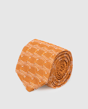 Stefano Ricci Дитяча помаранчева краватка з шовку в геометричним малюнком. YCRMTSR8162