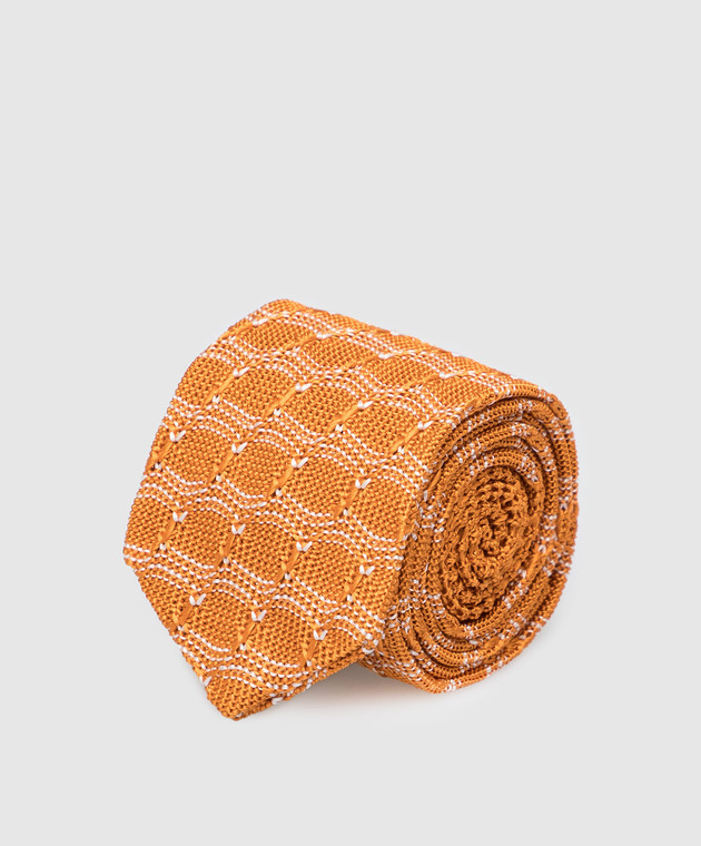 Stefano Ricci Children's orange silk tie in a geometric pattern YCRMTSR8162