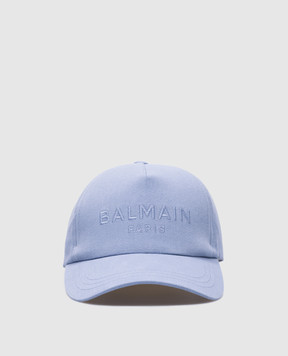 Balmain Блакитна кепка з вишивкою логотипа CF1XA015CB24