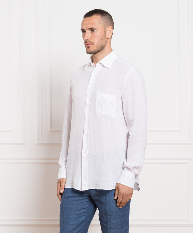 Stefano Ricci White linen shirt with logo embroidery MC006703LX2330 image 3