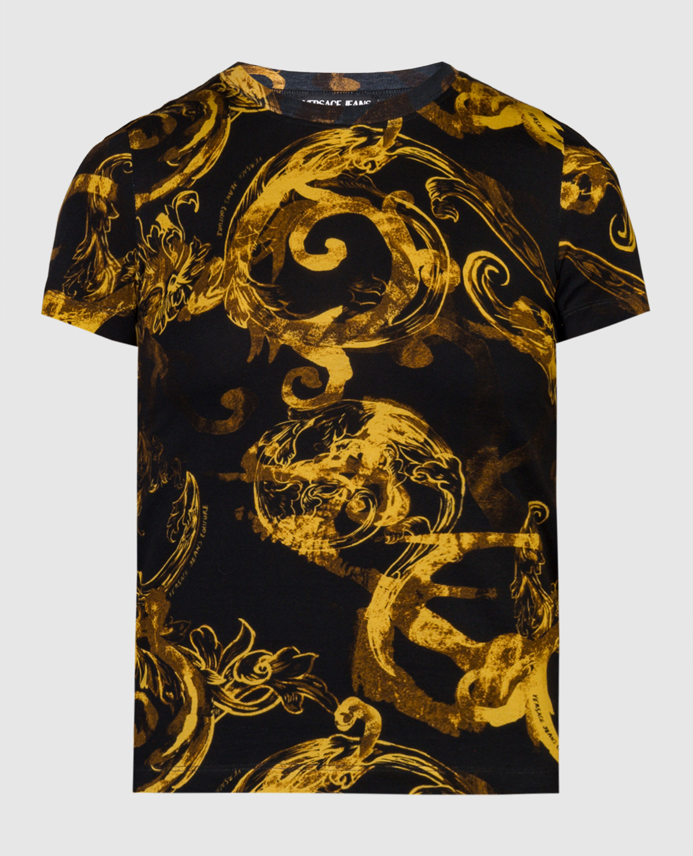 Black t-shirt in Watercolor Couture print